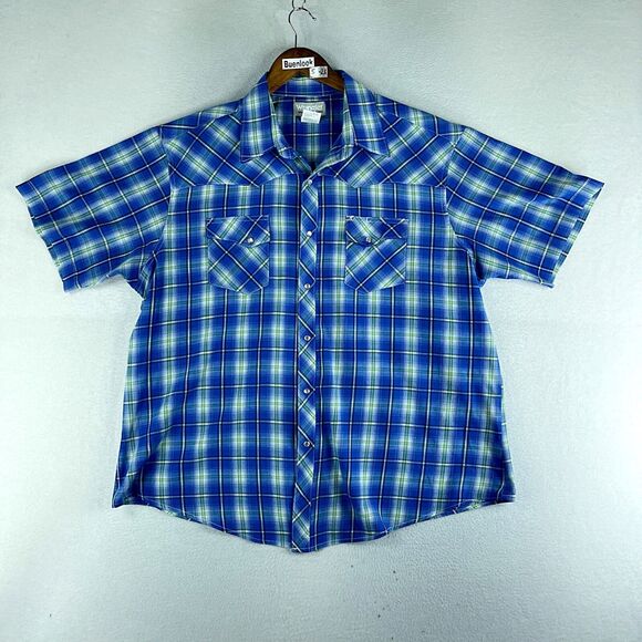 Wrangler Other - Wrangler Wrancher Mens Plaid Shirt Multicolor Size 2XL Short Sleeve Snap Button